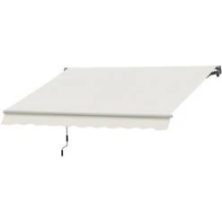 Outsunny Store Banne Manuel Rétractable Aluminium Polyester Imperméabilisé 3L X 2,5l M Crème - Crème