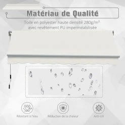Outsunny Store Banne Manuel Rétractable Aluminium Polyester Imperméabilisé 3L X 2,5l M Crème - Crème -Pergola Soldes 7041048 4
