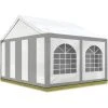 INTENT24.FR Tente De Réception 3x4 M Toile De Haute Qualité Env. 240g/m² PE Gris-Blanc Construction En Acier Galvanisé Avec Raccordement Par Vissage - Gris -Pergola Soldes 7049200 1