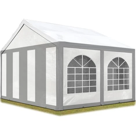 INTENT24.FR Tente De Réception 3x4 M Toile De Haute Qualité Env. 240g/m² PE Gris-Blanc Construction En Acier Galvanisé Avec Raccordement Par Vissage - Gris 3 INTENT24.FR Tente De Réception 3x4 M Toile De Haute Qualité Env. 240g/m² PE Gris-Blanc Construction En Acier Galvanisé Avec Raccordement Par Vissage - Gris