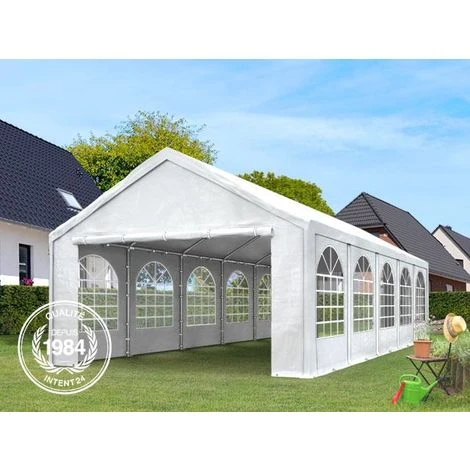 INTENT24.FR Tente De Réception 3x4 M Toile De Haute Qualité Env. 240g/m² PE Gris-Blanc Construction En Acier Galvanisé Avec Raccordement Par Vissage - Gris 4 INTENT24.FR Tente De Réception 3x4 M Toile De Haute Qualité Env. 240g/m² PE Gris-Blanc Construction En Acier Galvanisé Avec Raccordement Par Vissage - Gris – Image 2
