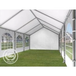 INTENT24.FR Tente De Réception 3x6 M Toile De Haute Qualité Env. 240g/m² PE Gris-Blanc Construction En Acier Galvanisé Avec Raccordement Par Vissage - Gris -Pergola Soldes 7060845 4