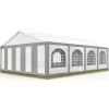 INTENT24.FR Tente De Réception 5x8 M Toile De Haute Qualité Env. 240g/m² PE Gris-Blanc Construction En Acier Galvanisé Avec Raccordement Par Vissage - Gris -Pergola Soldes 7154086 1