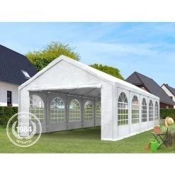 INTENT24.FR Tente De Réception 5x8 M Toile De Haute Qualité Env. 240g/m² PE Gris-Blanc Construction En Acier Galvanisé Avec Raccordement Par Vissage - Gris -Pergola Soldes 7154086 2