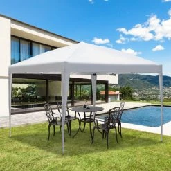 Outsunny Tonnelle Barnum De Jardin Pliant Anti-UV + Sac De Transport Acier Oxford 3 X 3 X 2,55 M Blanc -Pergola Soldes 7227805 2