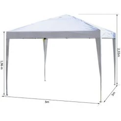 Outsunny Tonnelle Barnum De Jardin Pliant Anti-UV + Sac De Transport Acier Oxford 3 X 3 X 2,55 M Blanc -Pergola Soldes 7227805 3