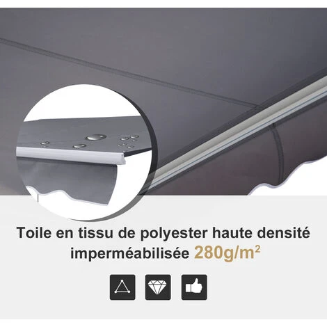 HOMCOM Auvent Manuel De Jardin Terrasse Store Aluminium Retractable 4L X 3l M Gris - Gris 6 HOMCOM Auvent Manuel De Jardin Terrasse Store Aluminium Retractable 4L X 3l M Gris - Gris – Image 4