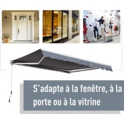 HOMCOM Auvent Manuel De Jardin Terrasse Store Aluminium Retractable 4L X 3l M Gris - Gris 11 HOMCOM Auvent Manuel De Jardin Terrasse Store Aluminium Retractable 4L X 3l M Gris - Gris -Pergola Soldes 723773 5