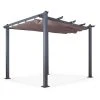 AVRIL PARIS Tonnelle/Pergola Aluminium 3x3m Toile Coulissante Rétractable - Gris Taupe - Hero - Gris -Pergola Soldes 7455974 1