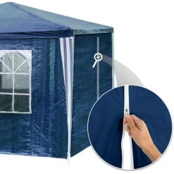 TECTAKE Tonnelle De Jardin Autoportante 9 M X 3 M Avec 8 Rideaux Amovibles Structure En Métal Bleu - Bleu -Pergola Soldes 7513876 3