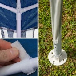 TECTAKE Tonnelle De Jardin Autoportante 9 M X 3 M Avec 8 Rideaux Amovibles Structure En Métal Bleu - Bleu -Pergola Soldes 7513876 4