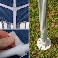 TECTAKE Tonnelle De Jardin Autoportante 3 M X 3 M Structure En Métal Bleu - Bleu -Pergola Soldes 7514097 4