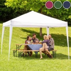 TECTAKE Tonnelle De Jardin Pliante Autoportante 3 M X 3 M Rouge + Sac De Transport - Rouge -Pergola Soldes 7514101 2