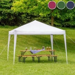 TECTAKE Tonnelle De Jardin Pliante Autoportante 3 M X 3 M Rouge + Sac De Transport - Rouge -Pergola Soldes 7514101 3