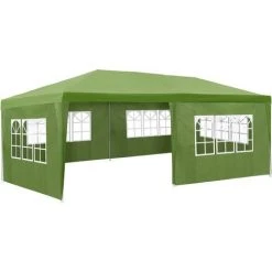 TECTAKE Tonnelle De Jardin Autoportante 6 M X 3 M Avec 5 Rideaux Structure En Métal Vert - Vert