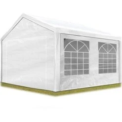 INTENT24.FR Tente De Réception 3x4 M Pavillon Blanc Bâche PE épaisse D'env.180g/m² Imperméable Tente De Jardin - Blanc