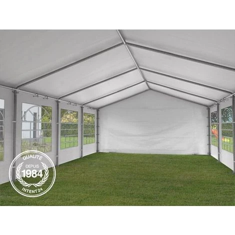 INTENT24.FR Tente De Réception 5x10 M Pavillon Blanc Bâche PE épaisse D'env.180g/m² Imperméable Tente De Jardin - Blanc 6 INTENT24.FR Tente De Réception 5x10 M Pavillon Blanc Bâche PE épaisse D'env.180g/m² Imperméable Tente De Jardin - Blanc – Image 4
