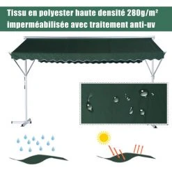 Outsunny Store Double Pente Manuel Rétractable Métal Polyester Imperméabilisé 3,5L X 2,94l X 2,5H M Vert Foncé -Pergola Soldes 7598291 4
