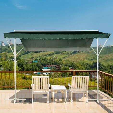 Outsunny Store Double Pente Manuel Rétractable Inclinaison Réglable Métal Polyester Imperméabilisé 3,95L X 2,98l X 2,55H M Vert Foncé - Vert 4 Outsunny Store Double Pente Manuel Rétractable Inclinaison Réglable Métal Polyester Imperméabilisé 3,95L X 2,98l X 2,55H M Vert Foncé - Vert – Image 2