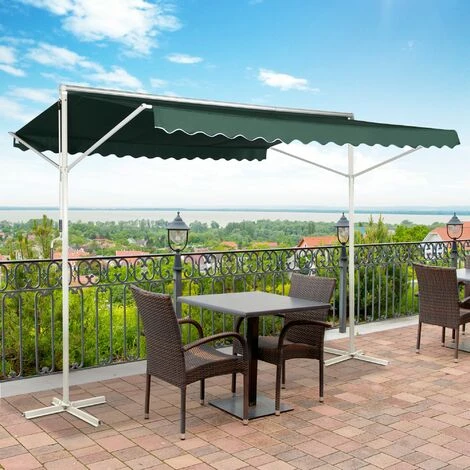 Outsunny Store Double Pente Manuel Rétractable Inclinaison Réglable Métal Polyester Imperméabilisé 3,95L X 2,98l X 2,55H M Vert Foncé - Vert 6 Outsunny Store Double Pente Manuel Rétractable Inclinaison Réglable Métal Polyester Imperméabilisé 3,95L X 2,98l X 2,55H M Vert Foncé - Vert – Image 4