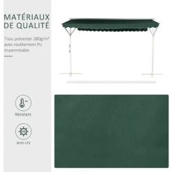 Outsunny Store Double Pente Manuel Rétractable Inclinaison Réglable Métal Polyester Imperméabilisé 3,95L X 2,98l X 2,55H M Vert Foncé - Vert 11 Outsunny Store Double Pente Manuel Rétractable Inclinaison Réglable Métal Polyester Imperméabilisé 3,95L X 2,98l X 2,55H M Vert Foncé - Vert -Pergola Soldes 7598292 5