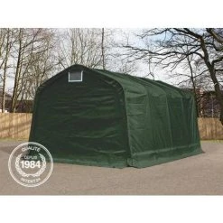 INTENT24.FR Tente-garage Carport 3,3x8,4 M D'élevage Abri Agricole Tente De Stockage Bâche Env. 550g/m² Armature Solide Vert Fonce - Vert