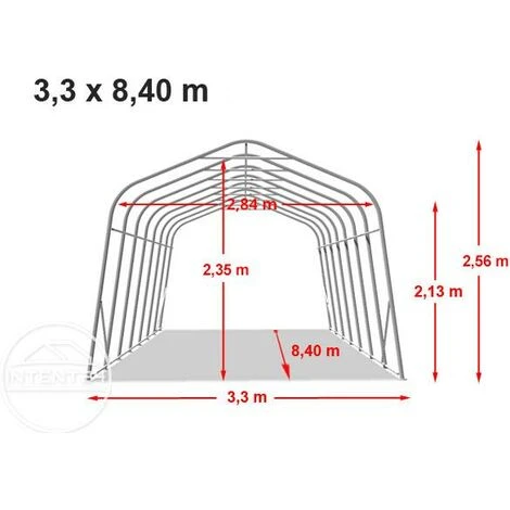 INTENT24.FR Tente-garage Carport 3,3x8,4 M D'élevage Abri Agricole Tente De Stockage Bâche Env. 550g/m² Armature Solide Vert Fonce - Vert 7 INTENT24.FR Tente-garage Carport 3,3x8,4 M D'élevage Abri Agricole Tente De Stockage Bâche Env. 550g/m² Armature Solide Vert Fonce - Vert – Image 5