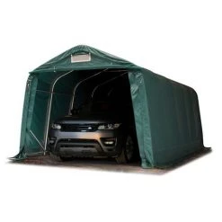 INTENT24.FR Tente-garage Carport 3,3 X 6 M D'élevage Abri Agricole Tente De Stockage Bâche Env. 550g/m² Armature Solide Vert Fonce - Vert