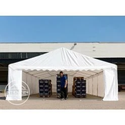 INTENT24.FR Abri / Tente De Stockage PREMIUM INTENT24 - 6 X 12 M En Vert Fonce - Avec Cadre De Sol Et Renforts De Toit, Bâches En PVC Haute Densité Env. 500g/m² 100% Imperméable, Armature En Acier Galvanisé (antirouille), Fixage Par Boulonnage - Vert -Pergola Soldes 7660849 3