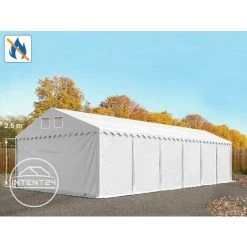 INTENT24.FR Hangar / Tente De Stockage PROFESSIONAL 5 X 12 M Blanc Env. 550g/m² PVC Anti-feu Hauteur 2,60 M - Blanc -Pergola Soldes 7660854 2