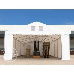 INTENT24.FR Hangar / Tente De Stockage PROFESSIONAL 5 X 12 M Blanc Env. 550g/m² PVC Anti-feu Hauteur 2,60 M - Blanc -Pergola Soldes 7660854 3