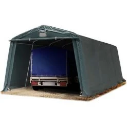 INTENT24.FR Abri/Tente Garage PREMIUM 3,3 X 6,2 M Pour Voiture Et Bateau - Toile PVC Env. 500g/m² Imperméable Vert Fonce - Vert