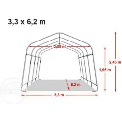 INTENT24.FR Abri/Tente Garage PREMIUM 3,3 X 6,2 M Pour Voiture Et Bateau - Toile PVC Env. 500g/m² Imperméable Vert Fonce - Vert -Pergola Soldes 7660867 5