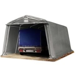 INTENT24.FR Abri/Tente Garage PREMIUM 3,3 X 4,8 M Pour Voiture Et Bateau - Toile PVC Env. 500g/m² Imperméable Gris - Gris
