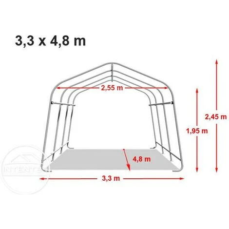 INTENT24.FR Abri/Tente Garage PREMIUM 3,3 X 4,8 M Pour Voiture Et Bateau - Toile PVC Env. 500g/m² Imperméable Gris - Gris 7 INTENT24.FR Abri/Tente Garage PREMIUM 3,3 X 4,8 M Pour Voiture Et Bateau - Toile PVC Env. 500g/m² Imperméable Gris - Gris – Image 5