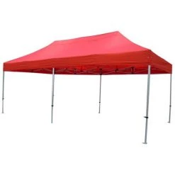 INTEROUGE Barnum Pliant Tonnelle 3x6m Alu 40 Polyester 300g/m² Pelliculé PVC + Sac De Transport Rouge