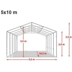 INTENT24.FR INTENT24 Hangar Tente De Stockage 5 X 10 M D'élevage De 2,60m De Hauteur Vert Fonce épaisses D'env. 500g/m² PVC Imperméables - Vert -Pergola Soldes 7990810 5
