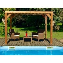 Habrita Pergola THERMAUVENT En Bois Avec Vantelles Mobiles Sur Toit -Pergola Soldes 8338856 3