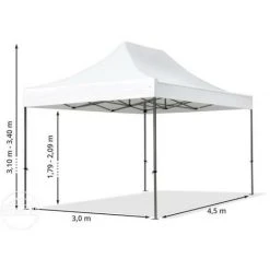 INTENT24.FR INTENT24 3x4,5 M Tente Pliante - Acier, PES Env. 350g/m², Côté Panoramique, Crême - Crème -Pergola Soldes 8435278 4