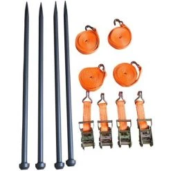 INTEROUGE Kit De Haubanage 4 Sangles + 4 Piquets Chapiteau