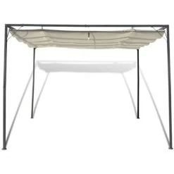 Chapiteau De Jardin Avec Auvent Rétractable Naturel VidaXL -Pergola Soldes 930615 3