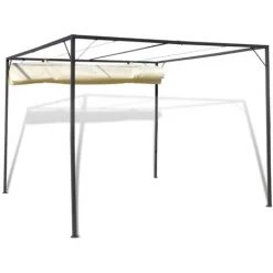 Chapiteau De Jardin Avec Auvent Rétractable Naturel VidaXL -Pergola Soldes 930615 4