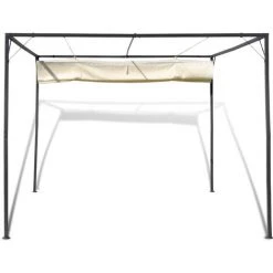 Chapiteau De Jardin Avec Auvent Rétractable Naturel VidaXL -Pergola Soldes 930615 5