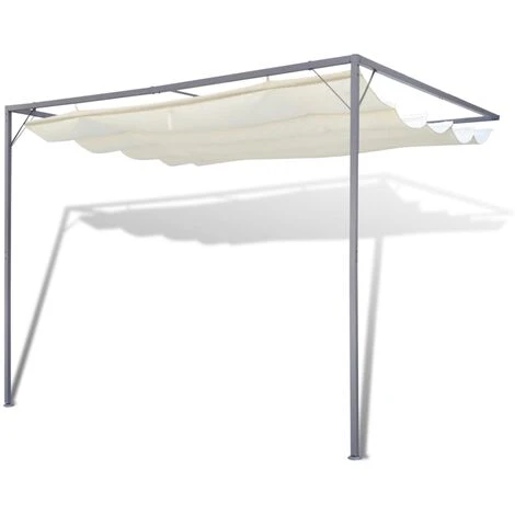 VidaXL Tonnelle De Jardin Avec Auvent Rétractable - Crème 4 VidaXL Tonnelle De Jardin Avec Auvent Rétractable - Crème – Image 2