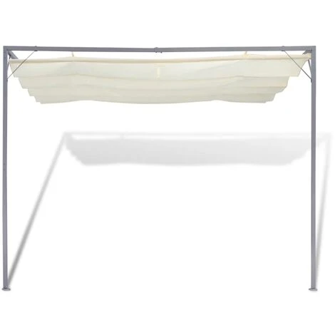 VidaXL Tonnelle De Jardin Avec Auvent Rétractable - Crème 5 VidaXL Tonnelle De Jardin Avec Auvent Rétractable - Crème – Image 3